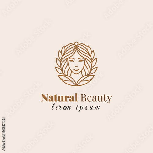 rendy Organic Beauty Logo Featuring Botanical Line Art and Typography