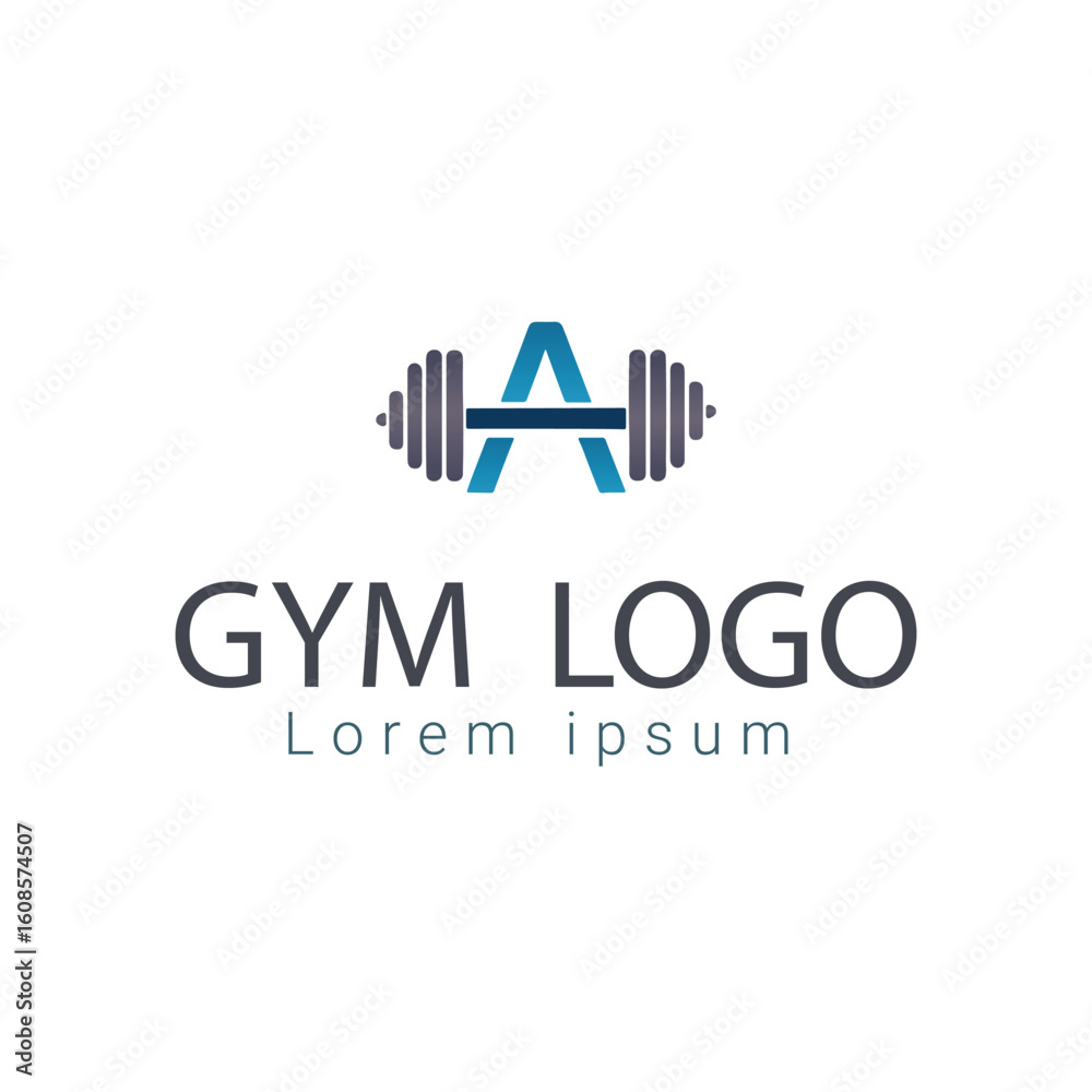 Fototapeta premium Minimal Fitness Studio Logo with Kettlebell and Dynamic Typography
