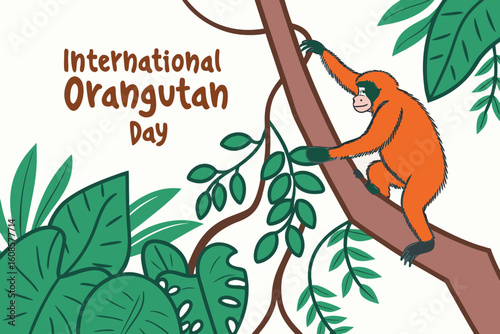 INTERNATIONAL ORANGUTAN DAY vector illustration