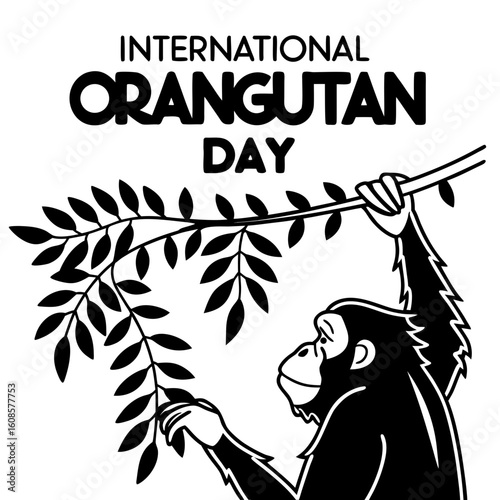 INTERNATIONAL ORANGUTAN DAY vector illustration