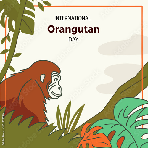 INTERNATIONAL ORANGUTAN DAY vector illustration
