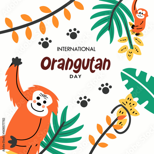 INTERNATIONAL ORANGUTAN DAY vector illustration