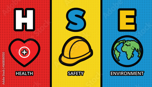 HSE concept ,Health Safety Environment acronym, vector design