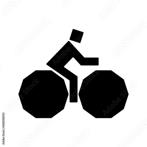 自転車に乗る角張った人の白黒のアイコン