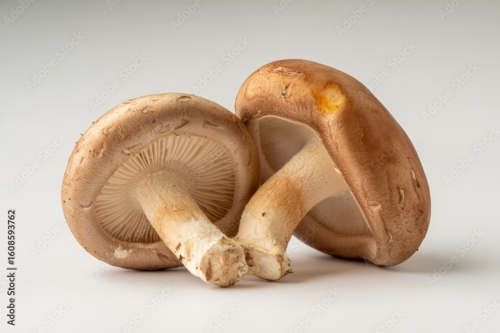 Fototapeta premium Brown shiitake mushrooms with gills brown mushrooms
