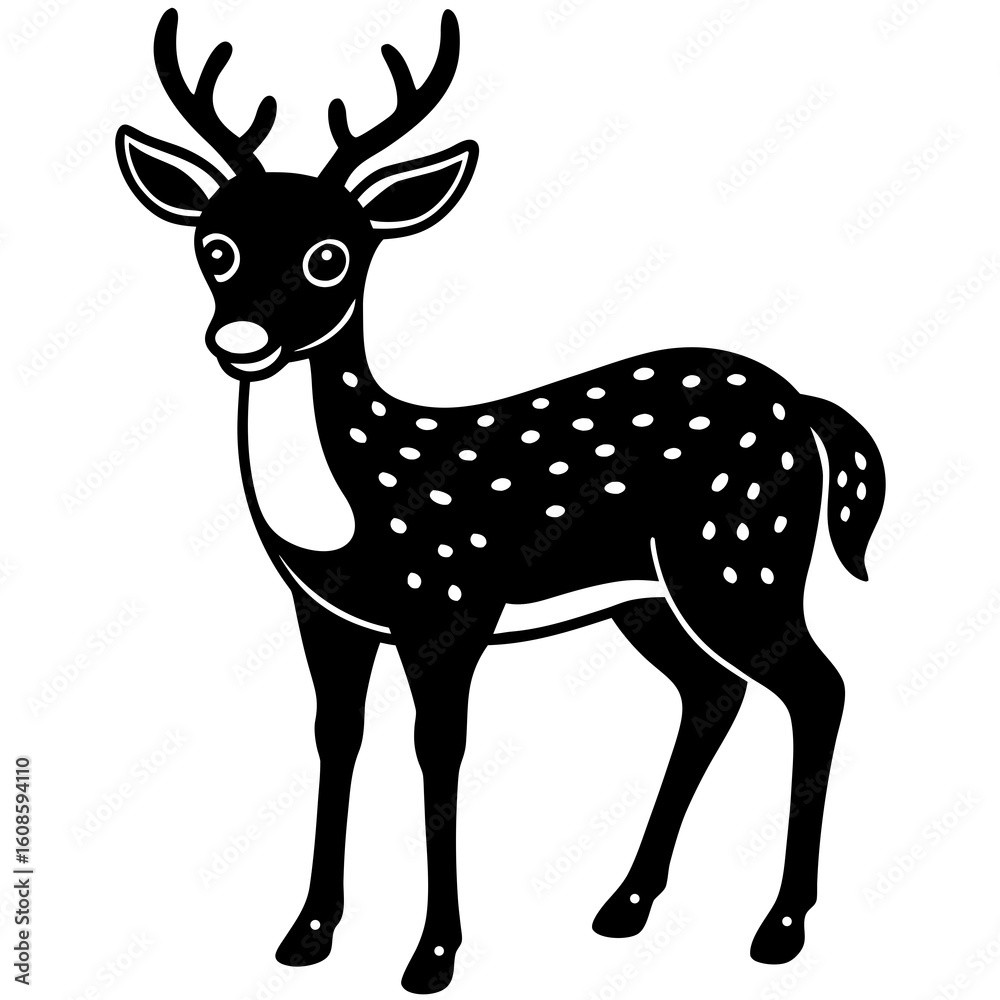 Fototapeta premium Deer silhouette vector illustration style. 