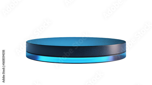 Illuminated Circular Platform Dark Background Blue Light Modern Design