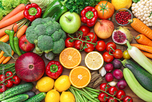 Wallpaper Mural Fresh Fruits and Vegetables A Colorful Assortment Torontodigital.ca