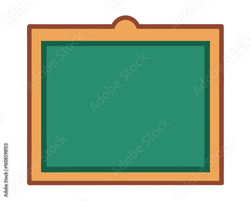 A blank green chalkboard with a brown frame isolated on white background Ai Generated