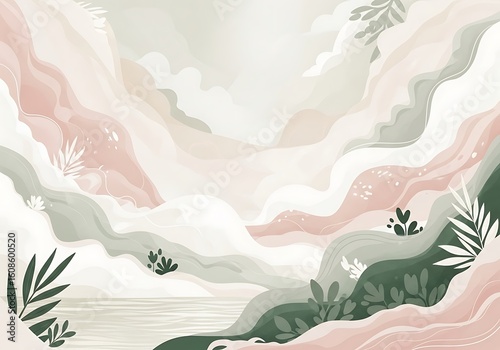 Elegant abstract landscape background with pastel color and nature elements