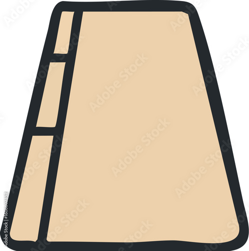 A simple, stylized illustration of a single slice of Japanese tamagoyaki, a rolled egg omelette.
