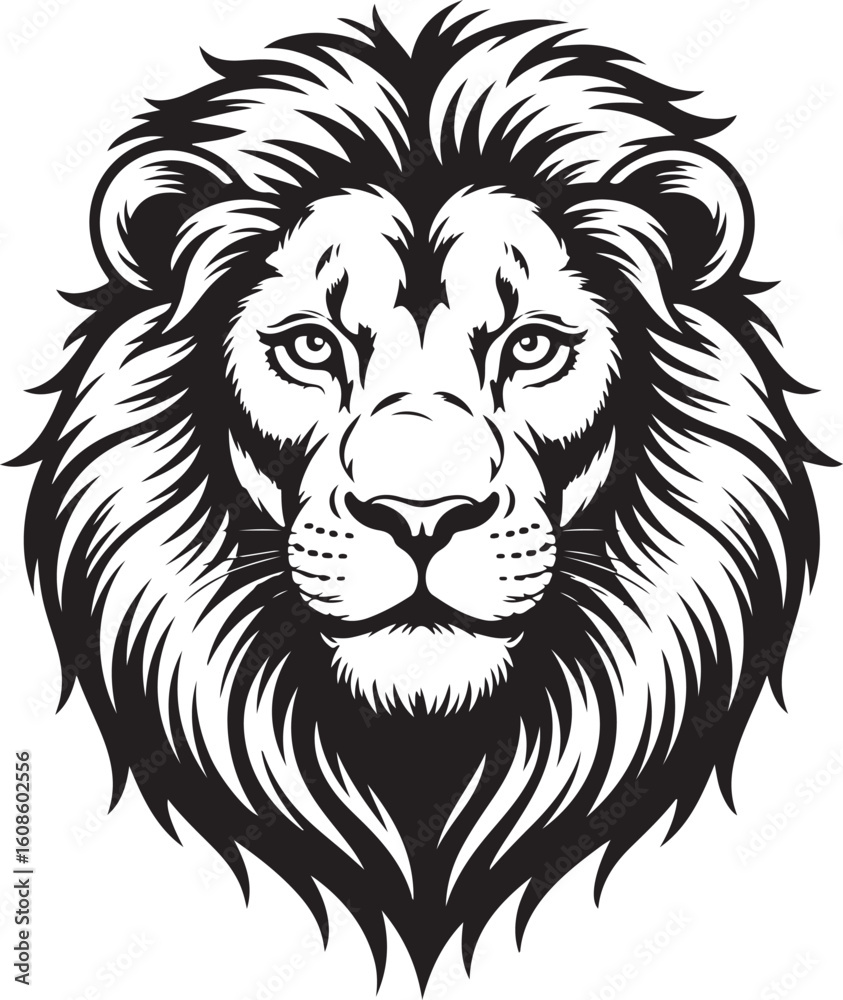 Fototapeta premium Wild lion head vector illustration for tattoo or mascot art