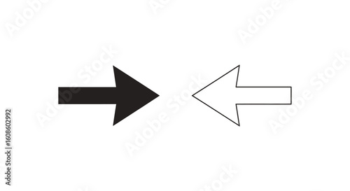 Free Download Simple black and white directional arrows pointing left and right. - GFXLoad
