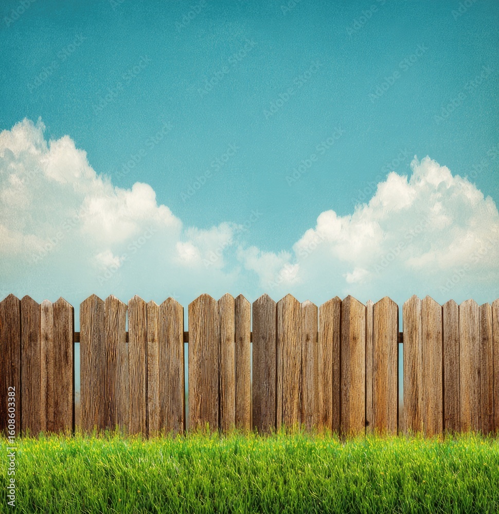 Obraz premium Wooden fence under a vibrant sky