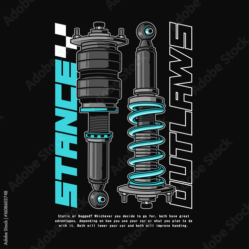 Car Coilover Suspensions Illustration