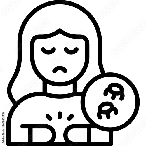 typhoid fever icon illustration design with outline