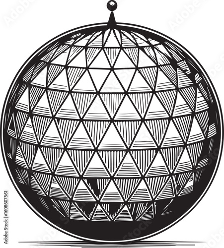 Realistic Disco Ball with Sparkles – Dance Club Party Light Illustration