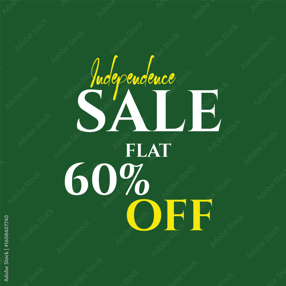 Naklejka premium Independence Day Sale Flat 60% Off Promotional Banner Design