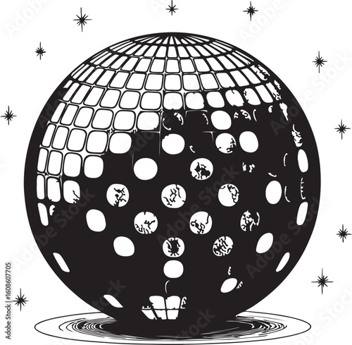 black and white disco ball