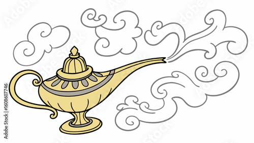 Aladdin's magic lamp clip art vector graphic illustration for fantasy oriental nights and middle eastern tales
