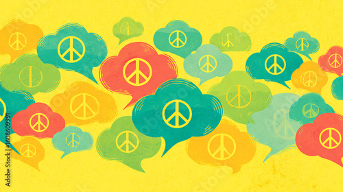 profiles speech cloud peace symbols soft yellow
