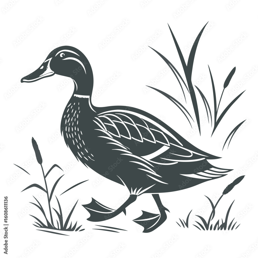 Naklejka premium duck on a white background