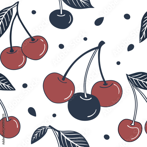 fresh ripe cherry pattern background 