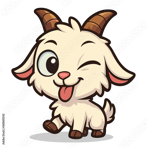 cartoon goat winks illustrations mascot