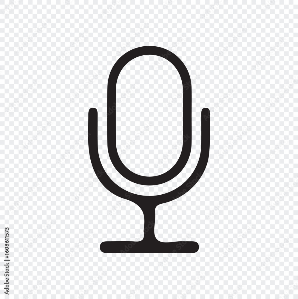 Old-School Microphone Icon, Outline mic on Transparent Background Old-School Microphone Icon, Outline mic on Transparent Background