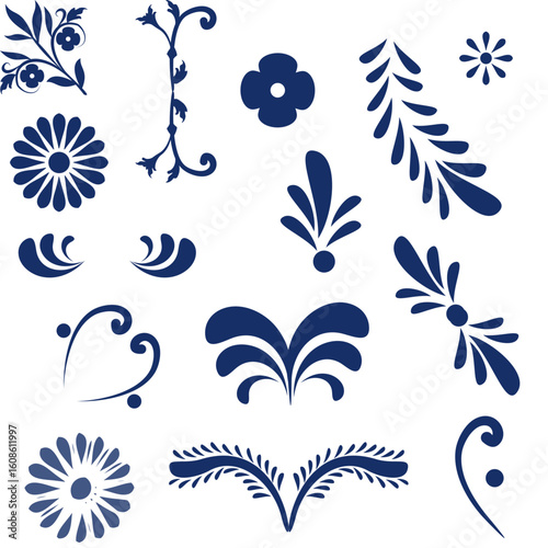 mexican talavera mosaic elements pack collection illustration in vector art