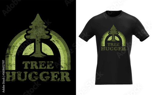 Unique trendy tree hugger t-shirt design perfect for nature lovers and environmental activists today trending now