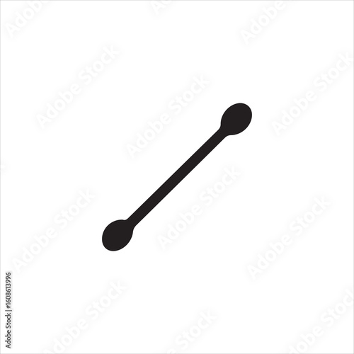 Black cotton swab stick with rounded ends on white background cotton bud ear cleaning