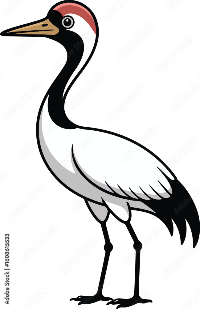 Fototapeta premium crane illustration standing tall with striking colors Transparent png vector