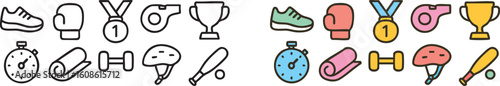 Sport Icons Fitness Exercise and Competition Symbols.