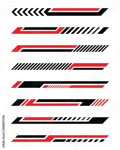 Red and Black Sporty Stripe Sticker Set