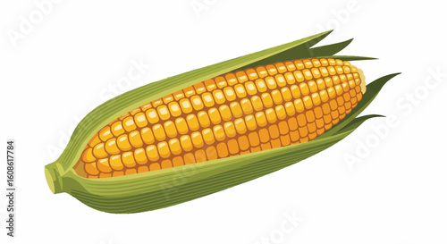 Vibrant Golden Ear of Corn Illustration, Perfect for Autumn Harvest, Seasonal Fall Concepts, and Thanksgiving Designs