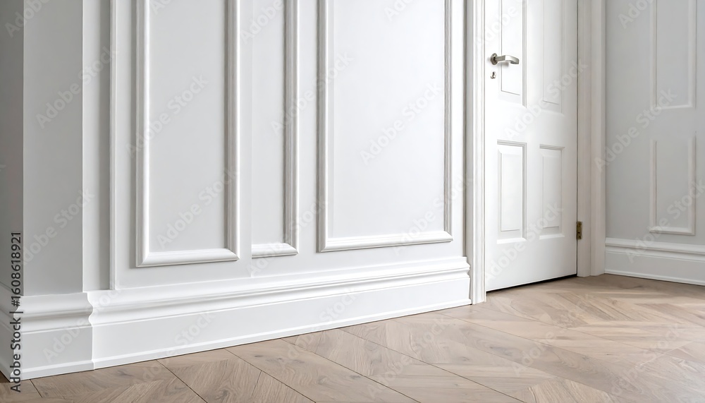 Fototapeta premium White wall paneling and trim