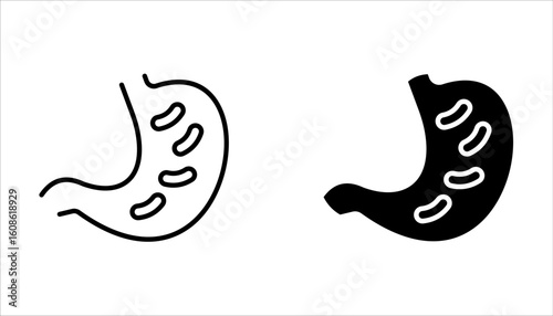 Stomach Icon Set, Simple Medical Illustration Vector Design, on white background.
