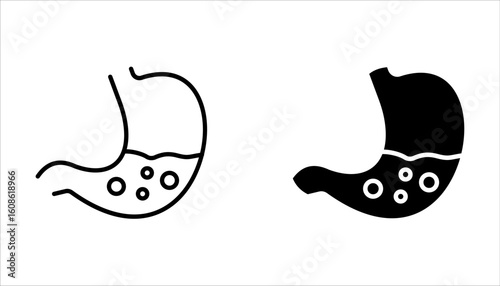 Stomach Icon Set, Simple Medical Illustration Vector Design, on white background.