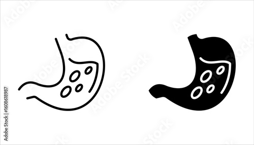 Stomach Icon Set, Simple Medical Illustration Vector Design, on white background.