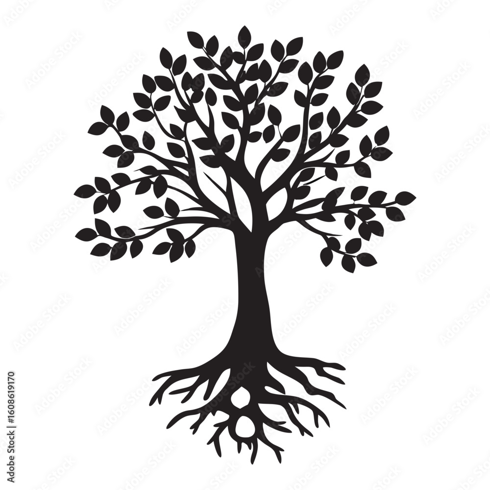 Fototapeta premium tree silhouette vectorTree of life, tree vector logo this beautiful tree is a symbol of life, beauty, growth, strength, and good health