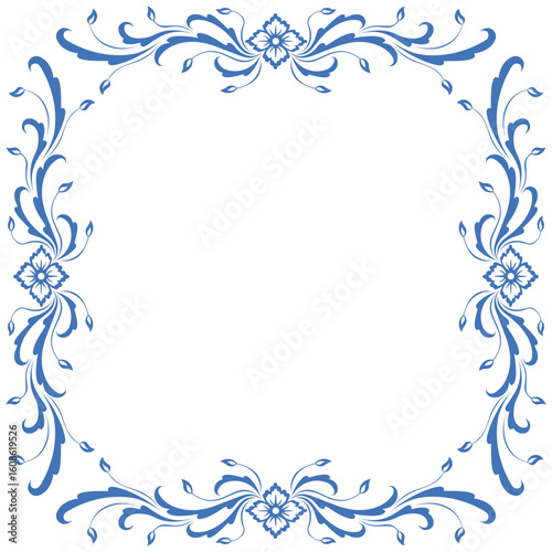 blue floral frame ornament