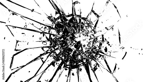 abstract shattered glass texture with sharp fragments overlay black vector pattern
