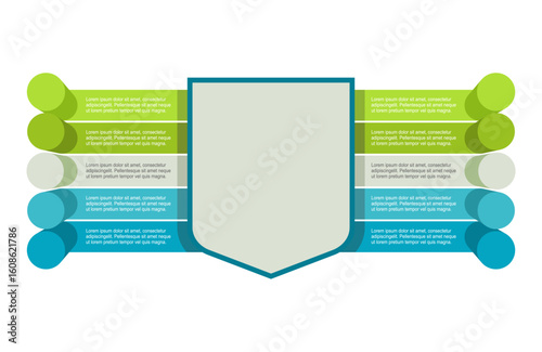 Business data presentation. Shield shaped copy space with 10 steps, options, parts or processes. Business template for presentation. Infographic concept