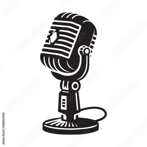 microphone   vector silhouette  Graphic white background design 