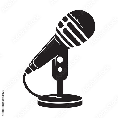 microphone   vector silhouette  Graphic white background design 