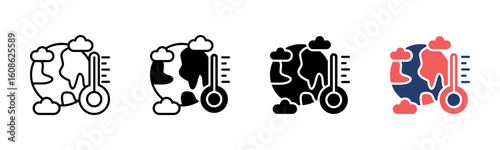 Climate icon sheet multiple style collection