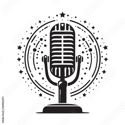 microphone   vector silhouette  Graphic white background design 