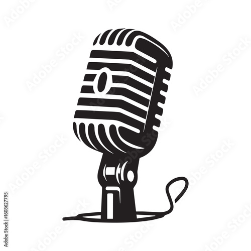 microphone   vector silhouette  Graphic white background design 