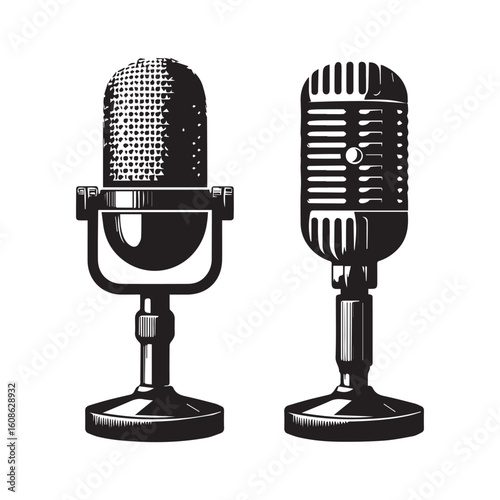 microphone   vector silhouette  Graphic white background design 